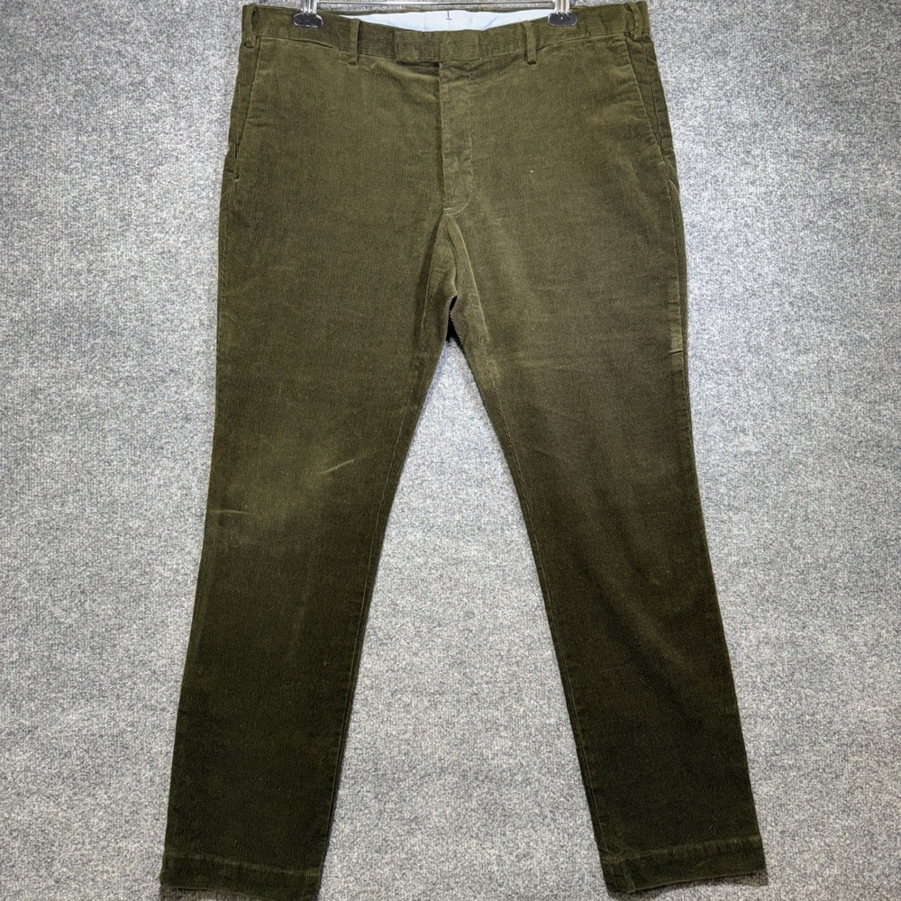Polo Ralph Lauren Stretch Slim Fit Corduroy Pants Mens 38/32 Olive Green Cotton